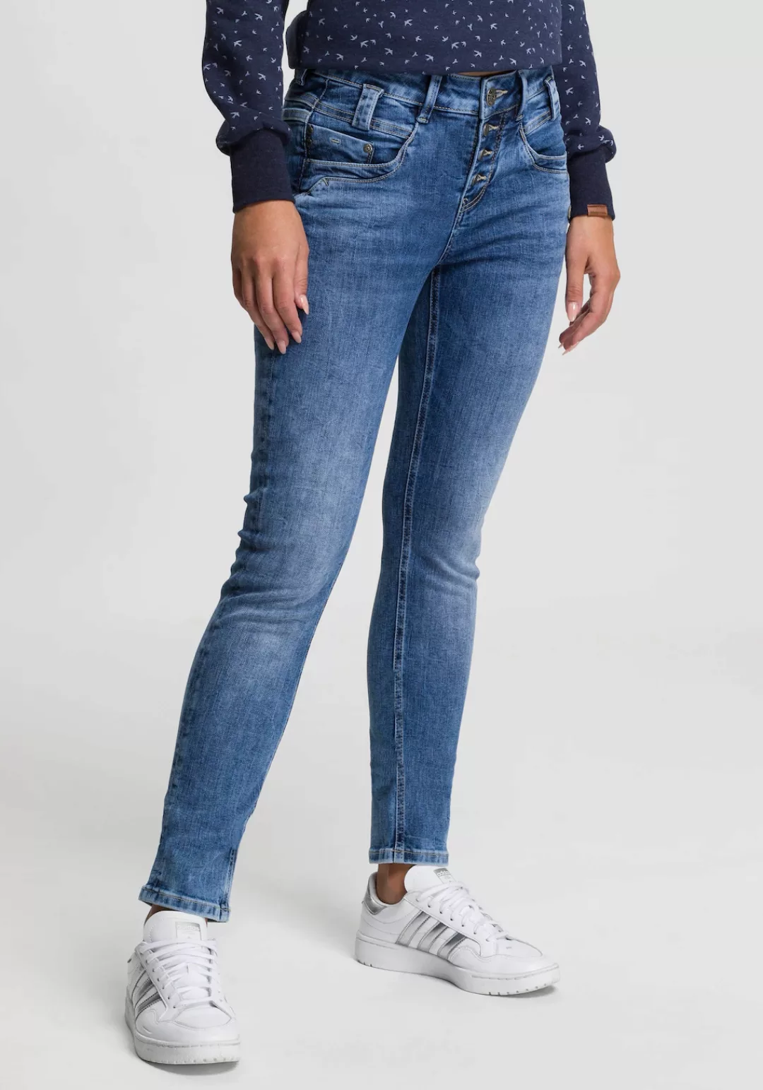 GANG Slim-fit-Jeans 94CARLI mit offener Knopfleiste günstig online kaufen