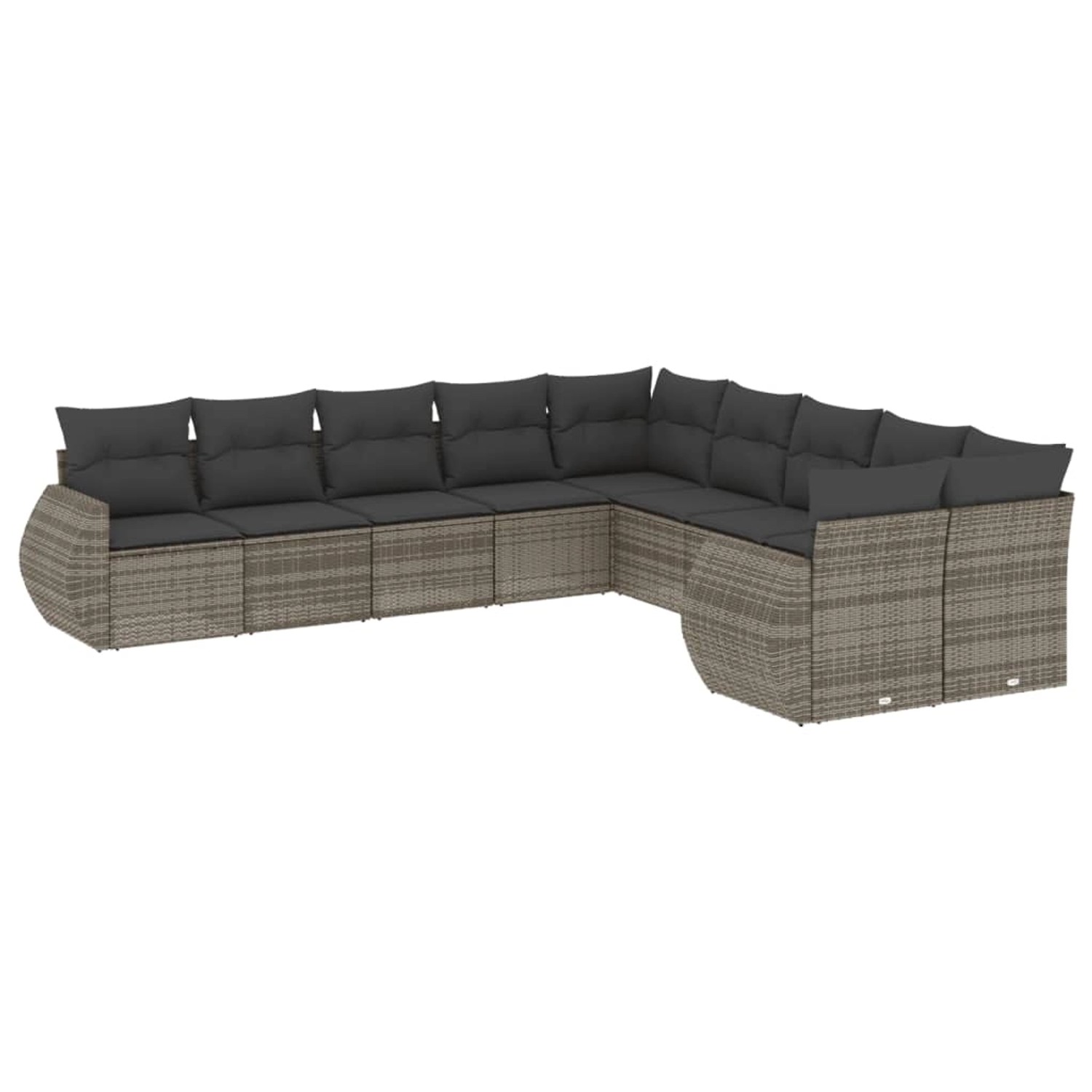 vidaXL 10-Tlg Garten-Sofagarnitur mit Kissen Grau Poly Rattan 3254247 günstig online kaufen