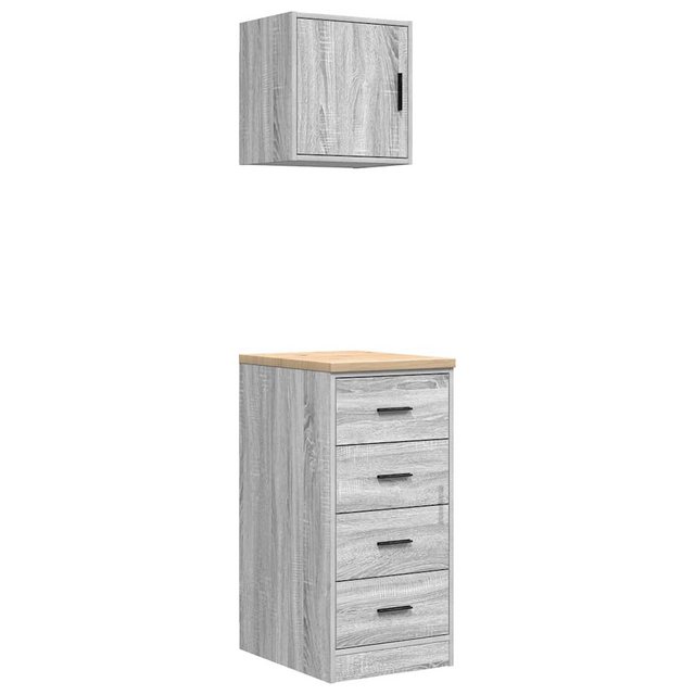 vidaXL Aktenschrank Garagenschränke 2 Stk Grau Sonoma Holzwerkstoff günstig online kaufen