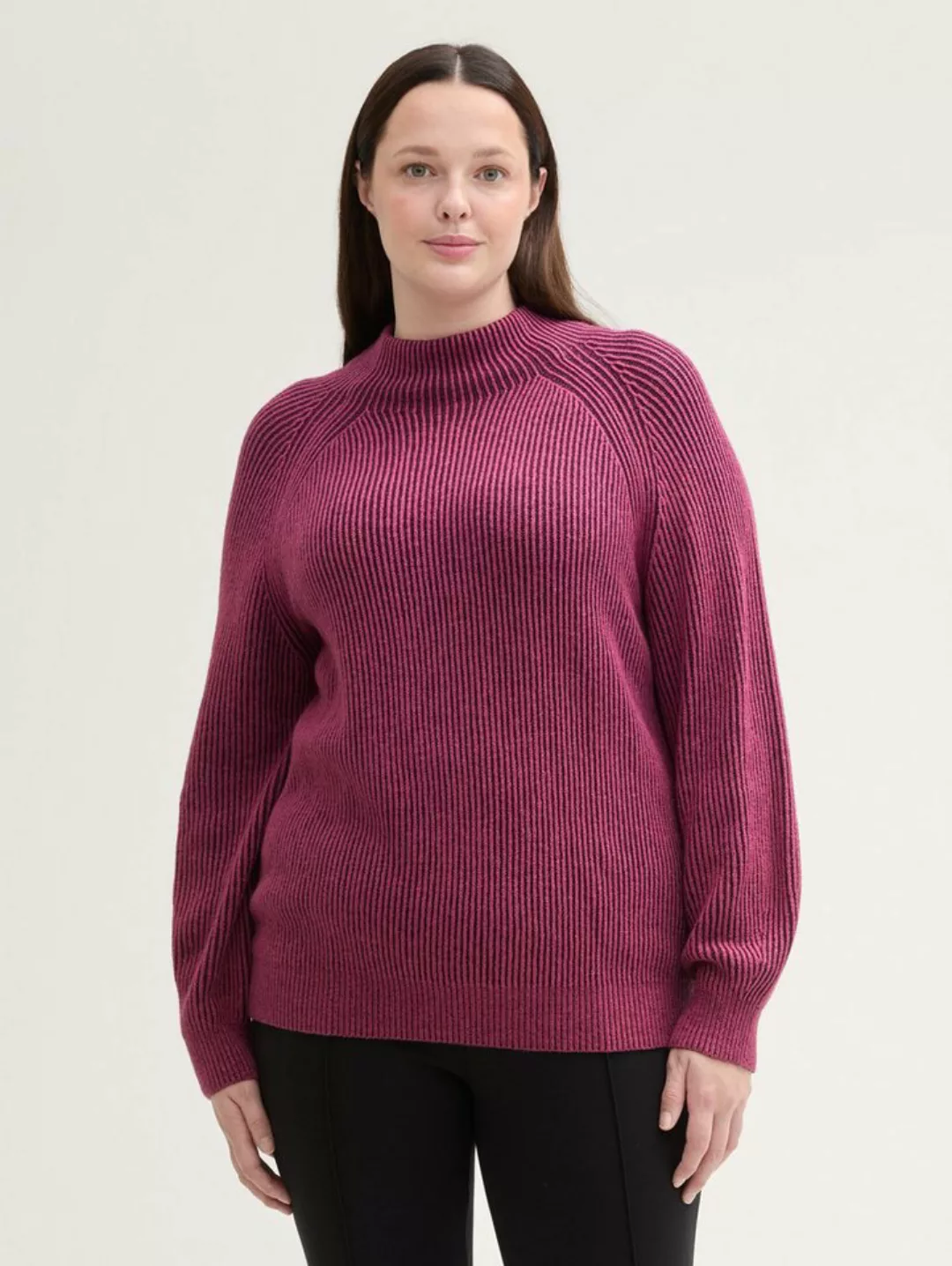 TOM TAILOR PLUS Strickpullover Plus - Strickpullover mit Stehkragen günstig online kaufen