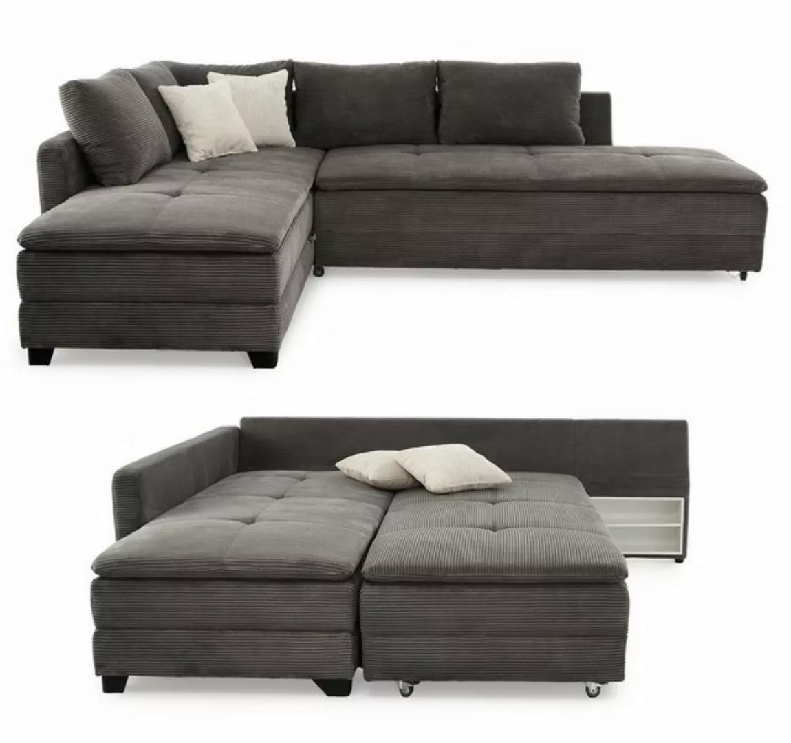 luma-home Ecksofa 15163, Dauerschläfer-Doppelbett 306x223 cm, Schwenkteil L günstig online kaufen