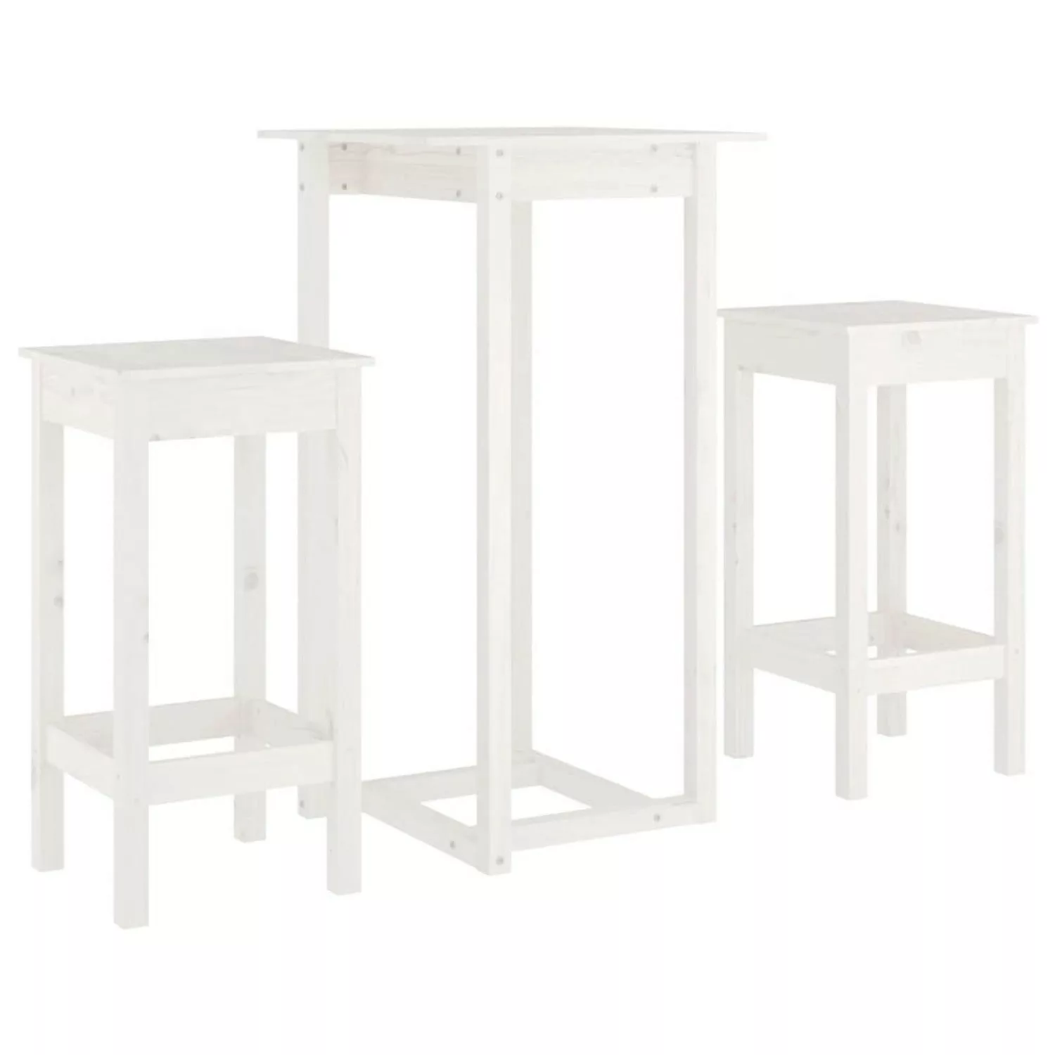 vidaXL 3-tlg. Bar-Set Weiß Massivholz Kiefer Modell 1 günstig online kaufen