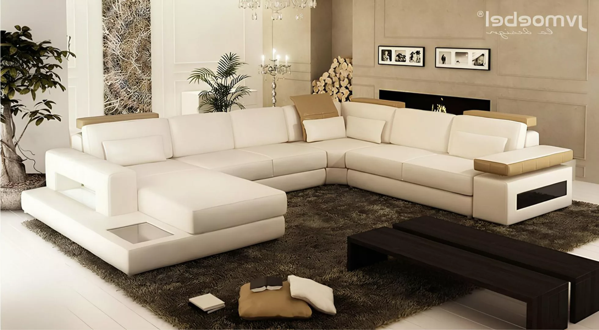 Xlmoebel Ecksofa Neues Ledersofa in U-Form für Wohnlandschaft mit Ecksofa u günstig online kaufen