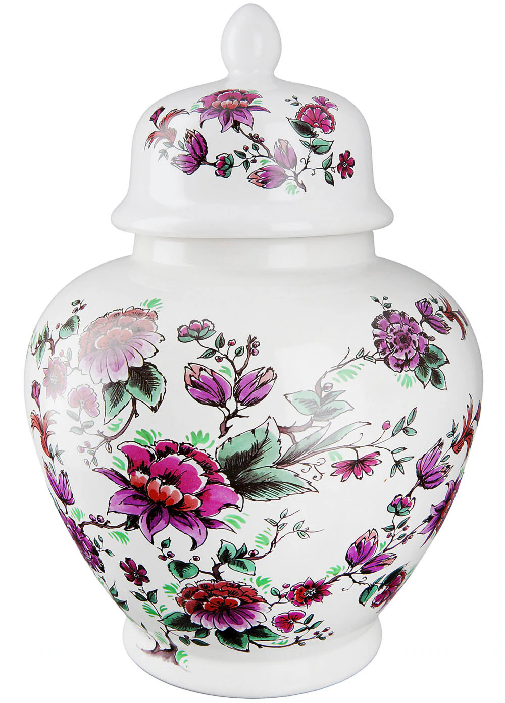 GILDE Dekovase "Deckelvase Florale, aus Keramik, Höhe ca. 31,5 cm", (1 St.) günstig online kaufen