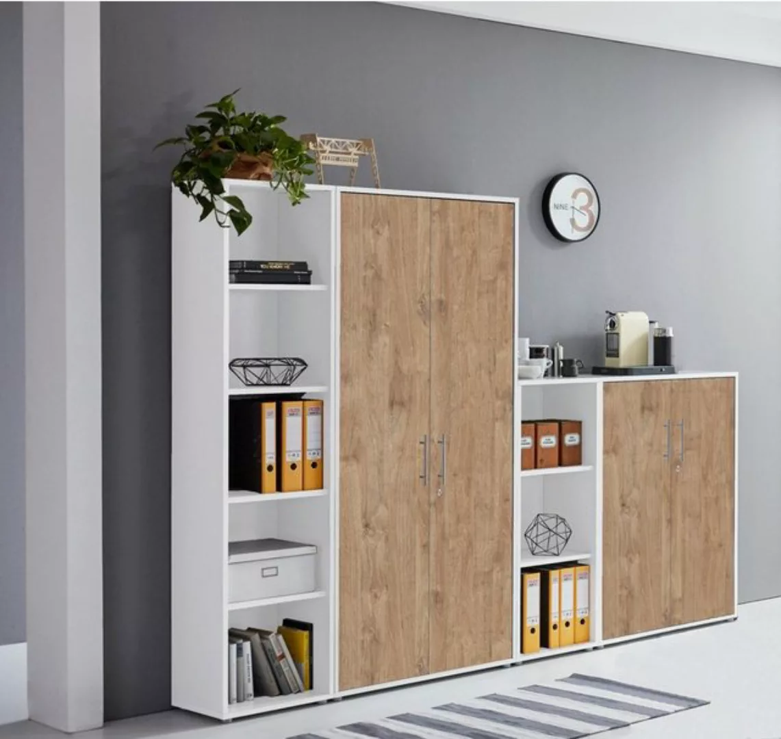 BMG Möbel Aktenschrank Office Edtion (Set 4 Weiß/ Gold Harbor Oak, Büroschr günstig online kaufen