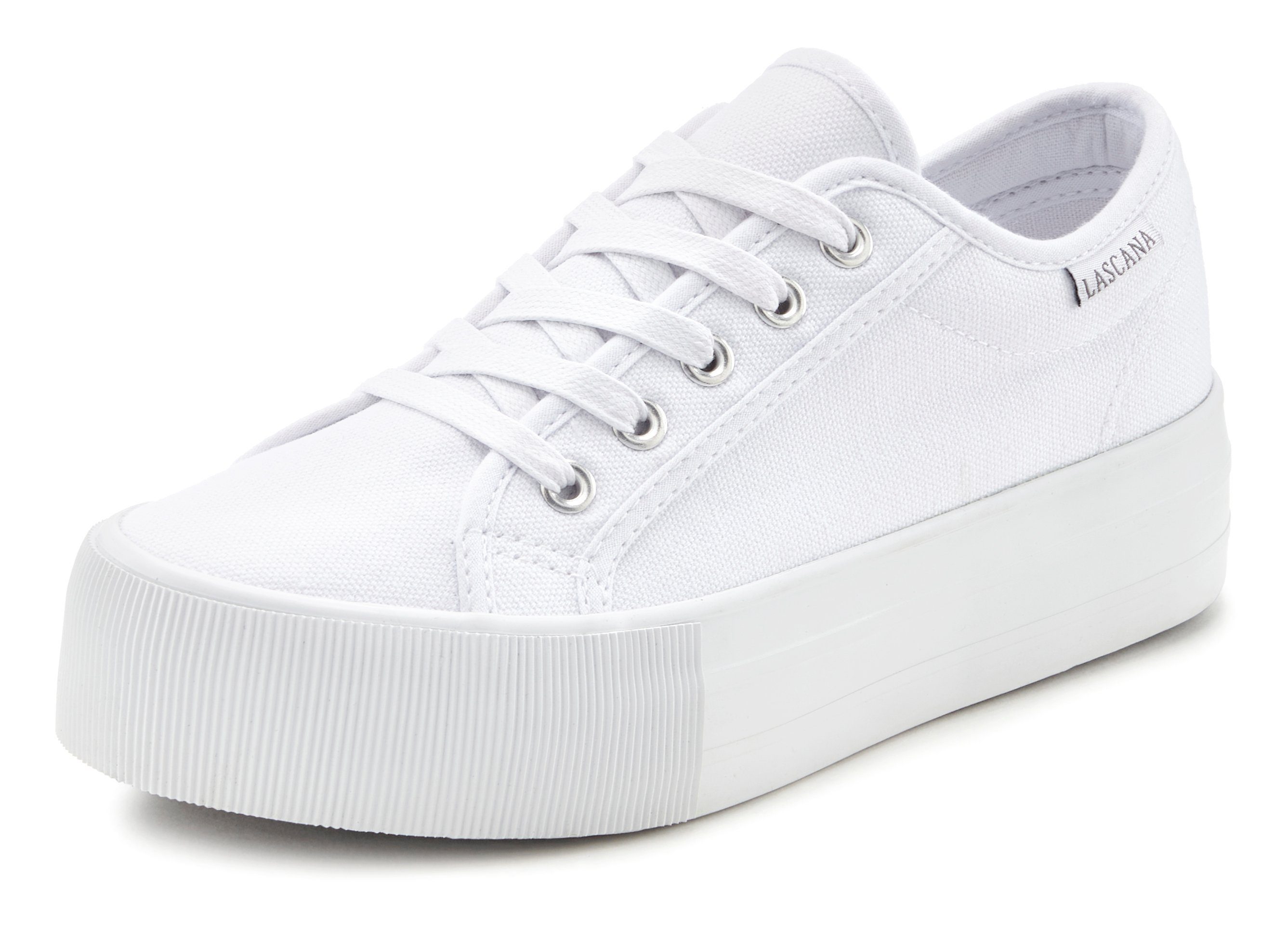 LASCANA Sneaker, Schnürhalbschuh, Freizeitschuh aus Textil mit Plateausohle günstig online kaufen