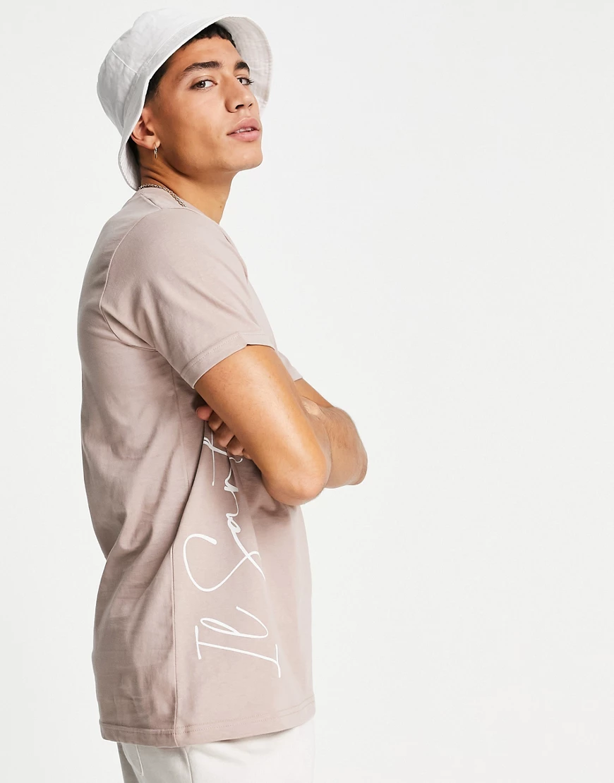 Il Sarto – T-Shirt in Blush mit Logo-Print-Rosa günstig online kaufen