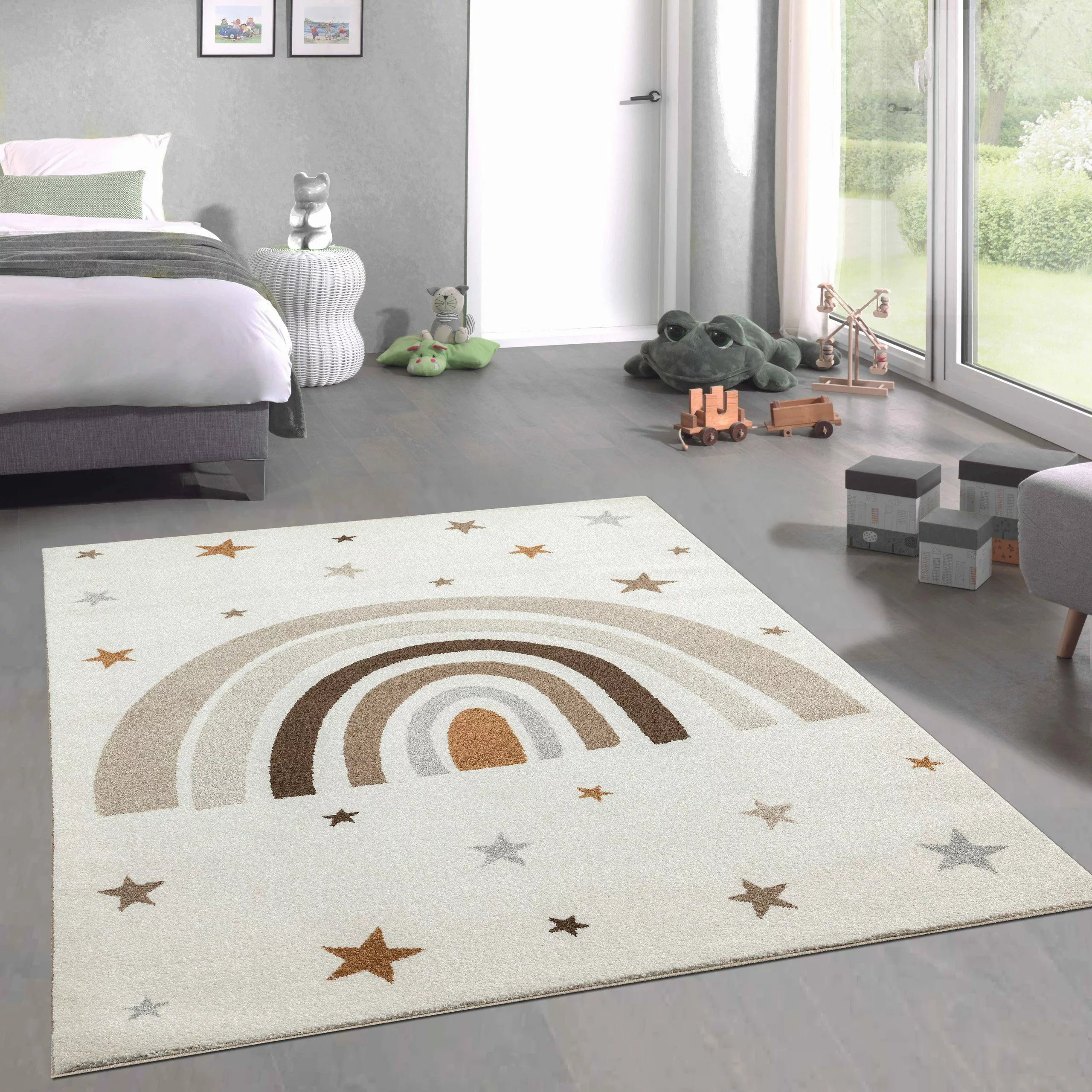 Carpetia Teppich Kurzflor Teppich Kinder creme günstig online kaufen