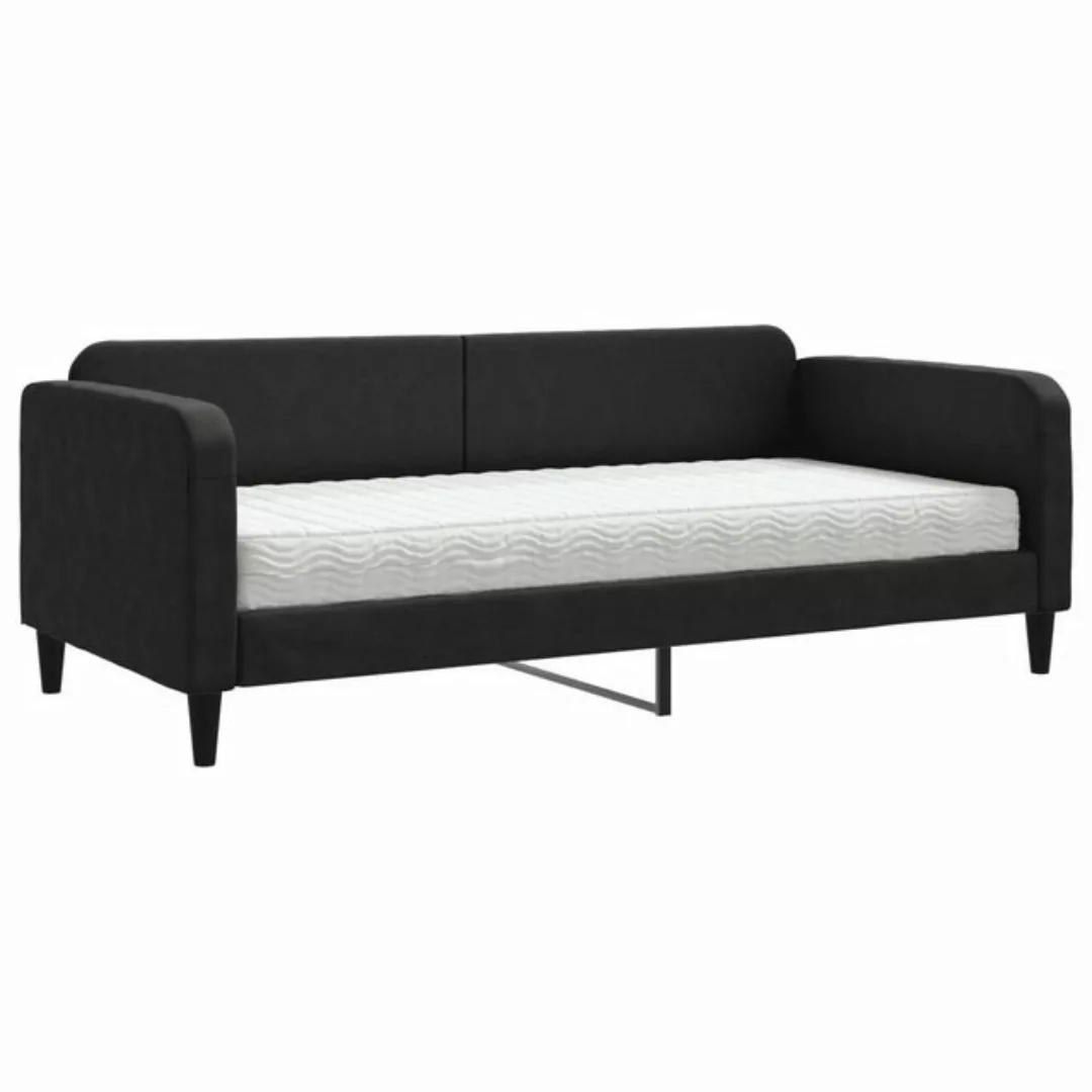 furnicato Bett Tagesbett mit Matratze Schwarz 90x200 cm Stoff günstig online kaufen