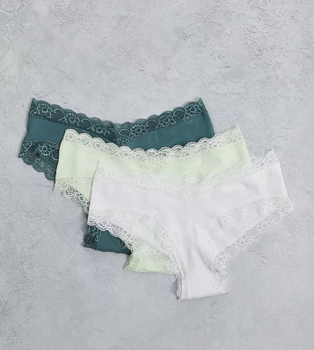 Lindex – Exclusive Mom – Unterbauch-Slips in Weiß, Grün und Staubgrün aus B günstig online kaufen