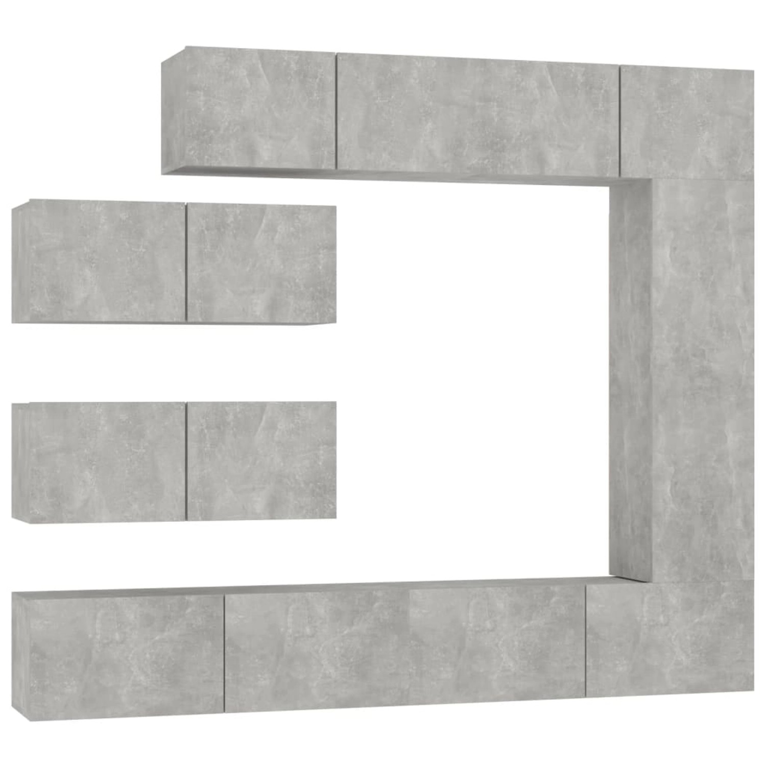 vidaXL 7-tlg. TV-Schrank-Set Betongrau Holzwerkstoff 2 günstig online kaufen