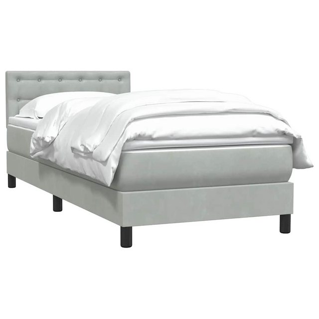 vidaXL Bett Boxspringbett mit Matratze Hellgrau 100x220 cm Samt günstig online kaufen