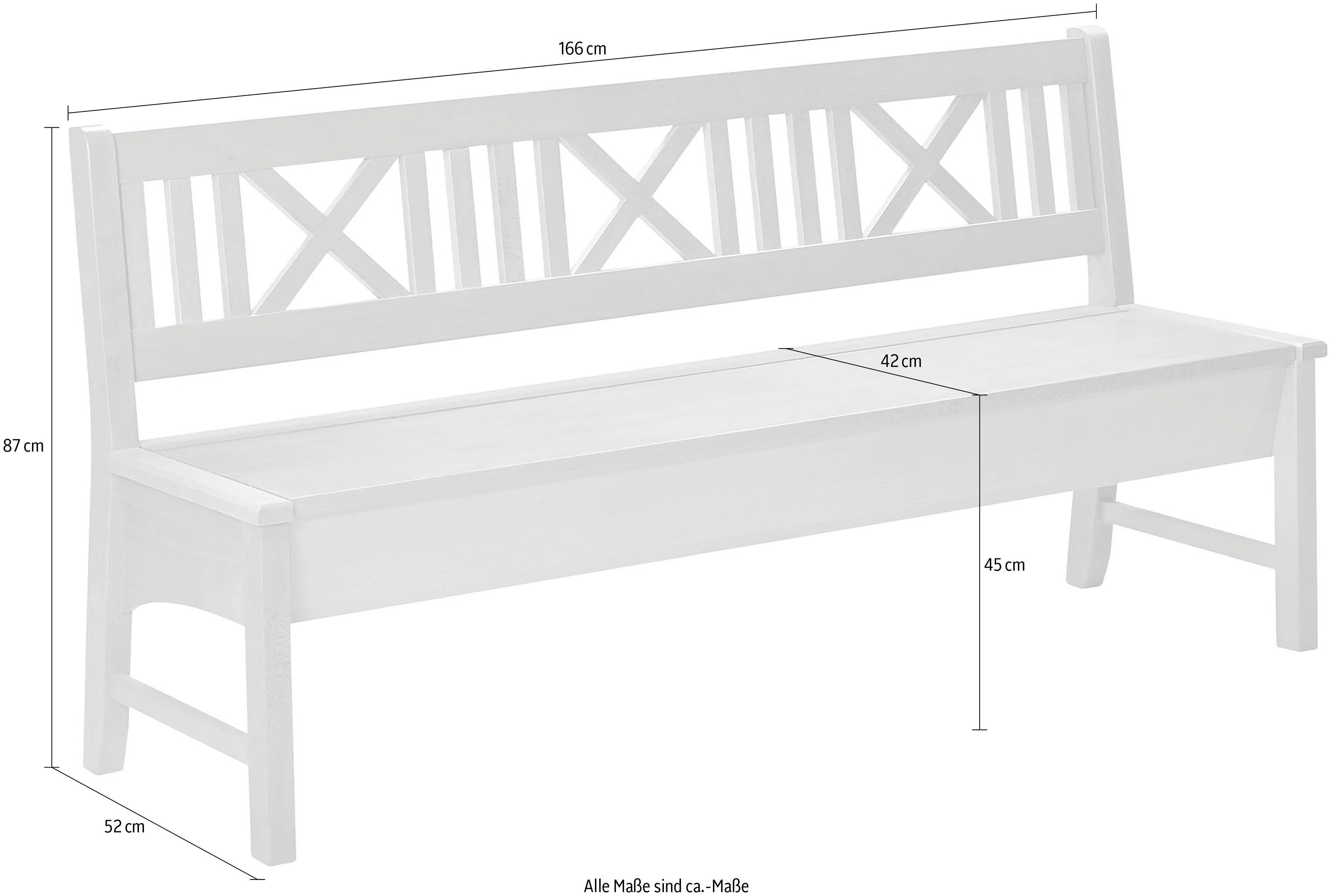 massivline&more Truhenbank "Bodensee", (1 St.), Breite 166 cm günstig online kaufen