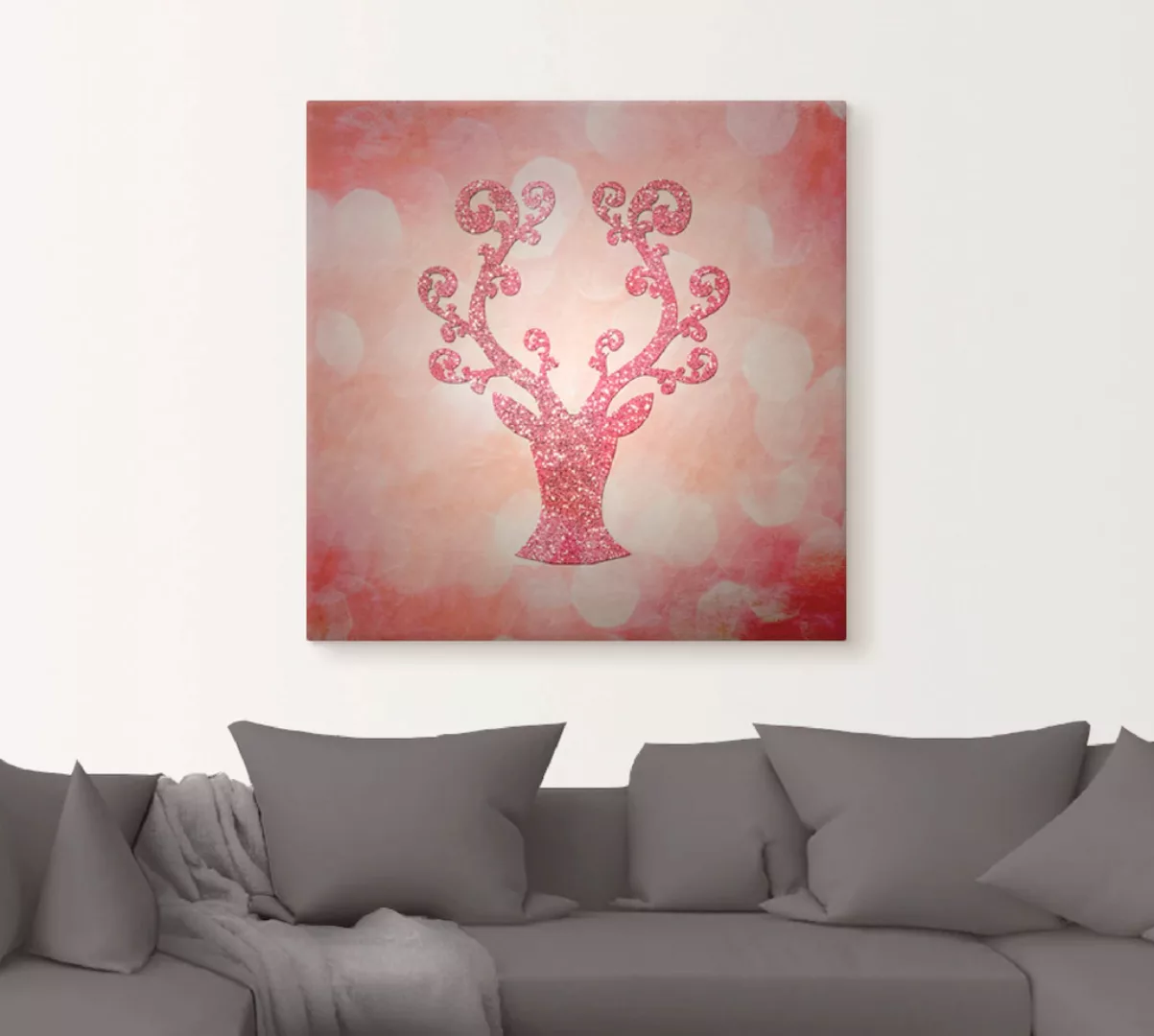 Artland Wandbild »Rosa glitzerndes Reh«, Wildtiere, (1 St.), als Leinwandbi günstig online kaufen