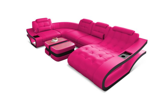 Sofa Dreams Wohnlandschaft Ledersofa Leder Couch Elegante U-Form Ledercouch günstig online kaufen