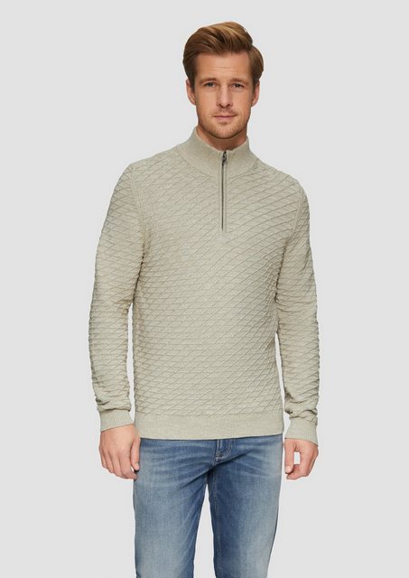 s.Oliver Strickpullover Strukturierter Pullover mit Half-Zip Rippblende günstig online kaufen