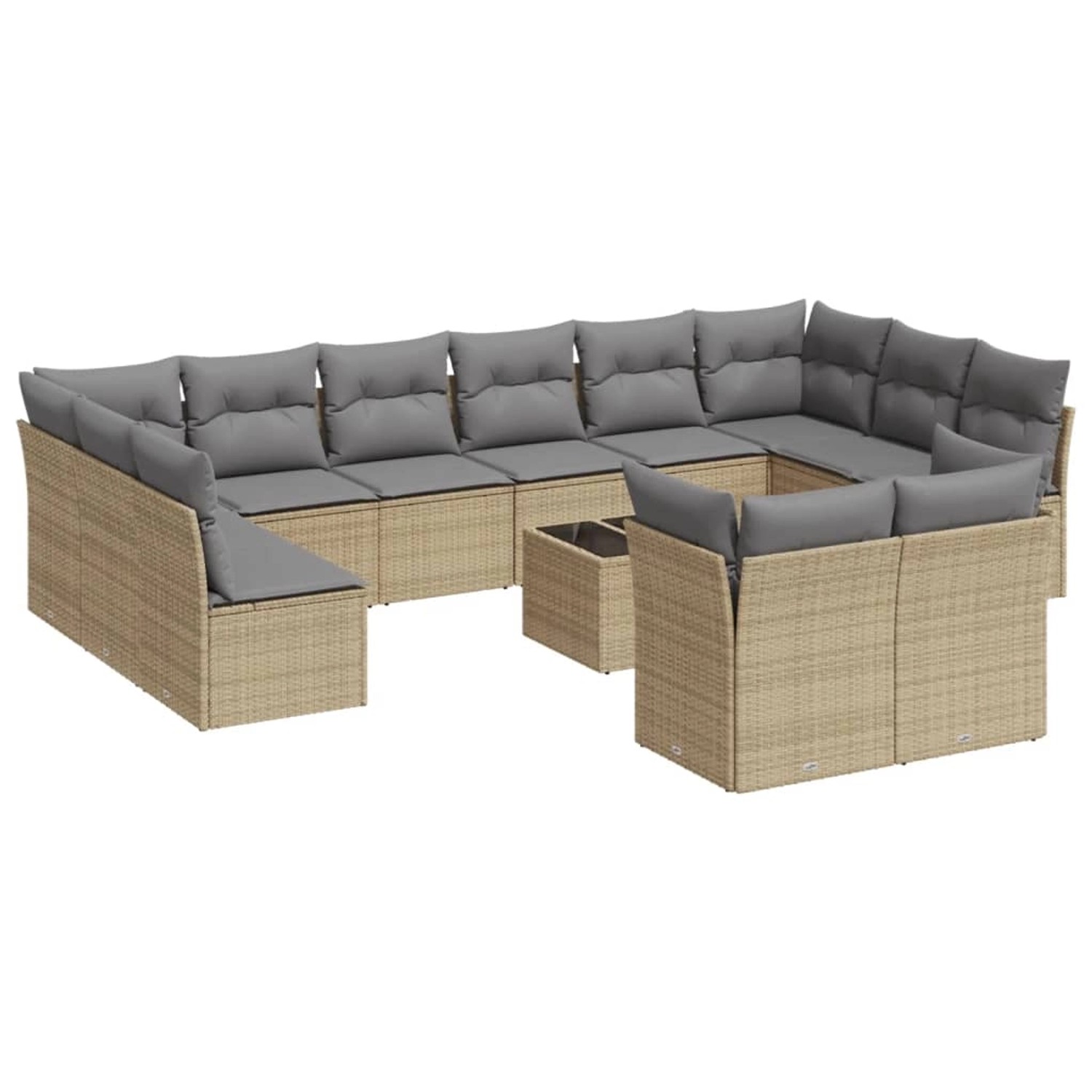 vidaXL 13-Tlg Garten-Sofagarnitur mit Kissen Beige Poly Rattan 3218439 günstig online kaufen