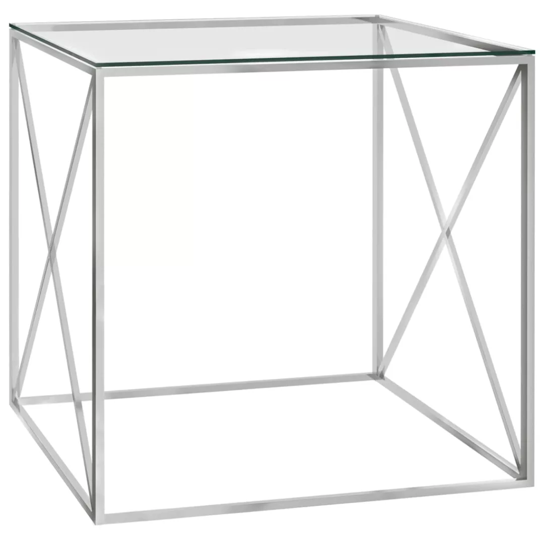 Couchtisch Silbern 55x55x55 Cm Edelstahl Und Glas günstig online kaufen