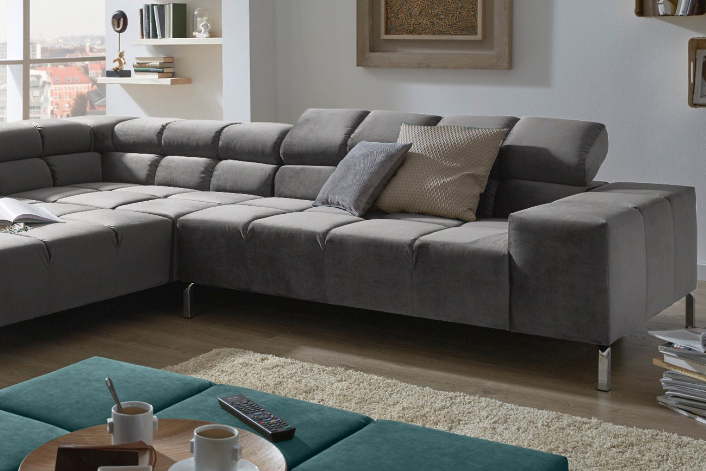 KAWOLA Ecksofa NELSON, Sofa Velvet versch. Ausführungen und versch. Farben günstig online kaufen