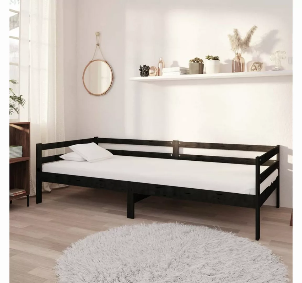 vidaXL Bettgestell Tagesbett Gästebett mit Matratze 90x200 cm Schwarz Massi günstig online kaufen