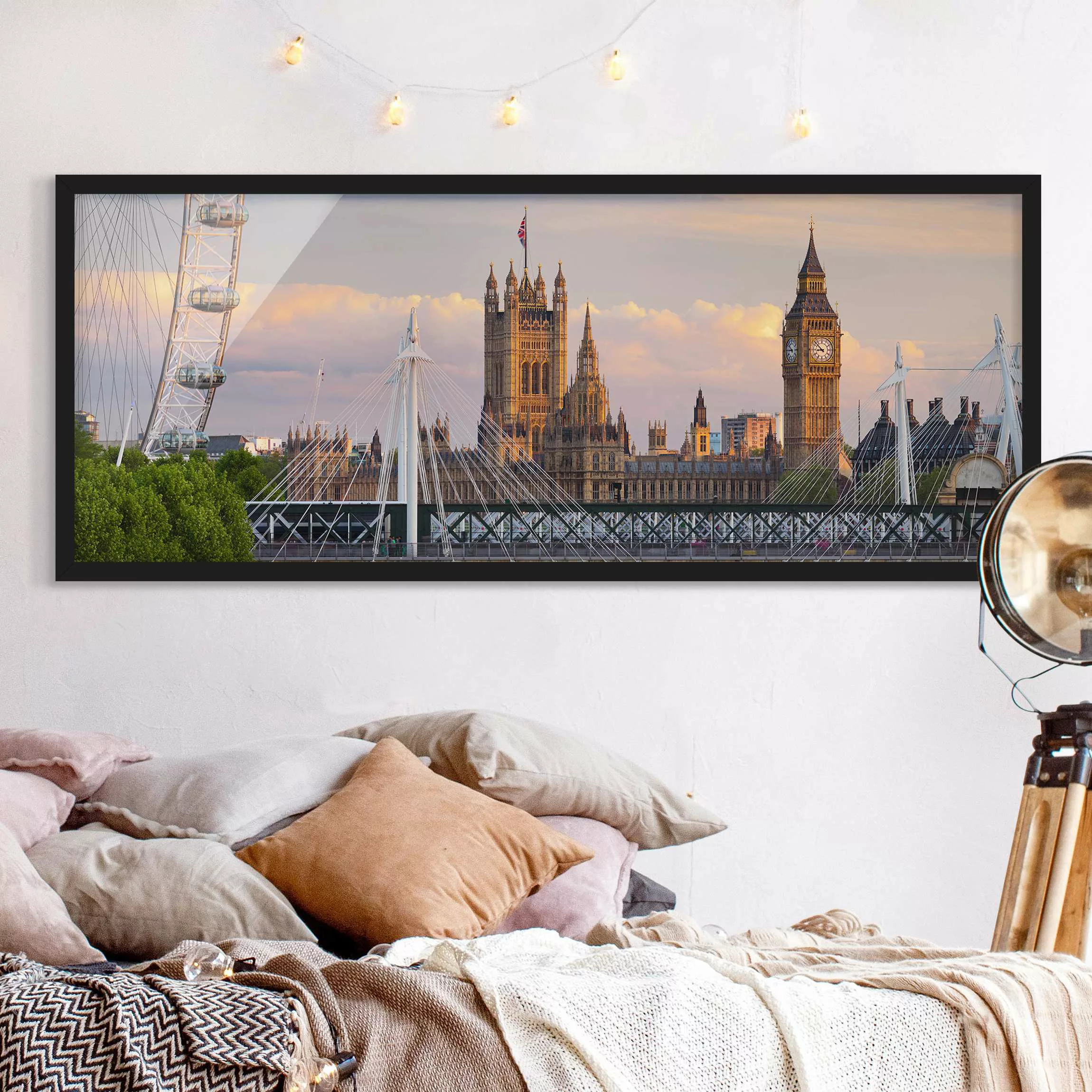 Bild mit Rahmen Architektur & Skyline - Panorama Westminster Palace London günstig online kaufen