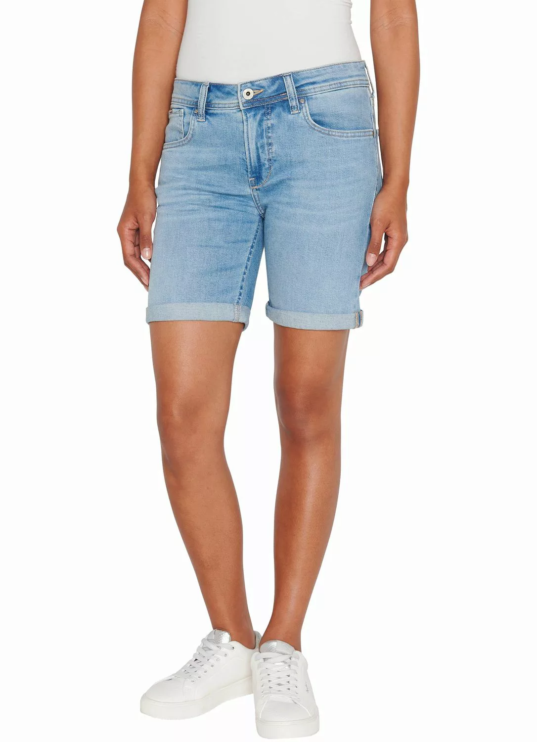 Pepe Jeans Damen Short SLIM SHORT MW - Slim Fit - Blau - Blue Denim günstig online kaufen