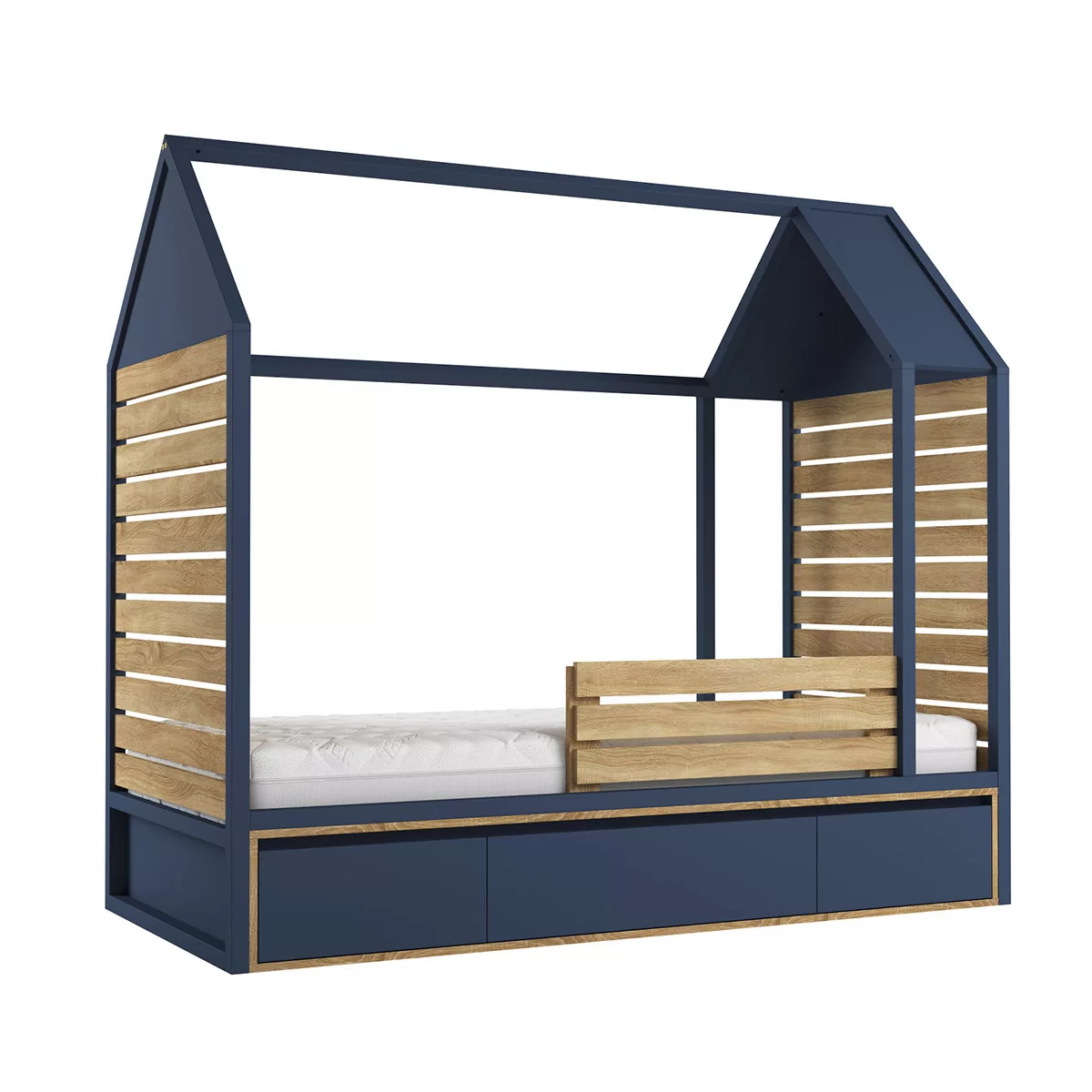 Kids Ambiente Hausbett New York Blau & Eiche günstig online kaufen