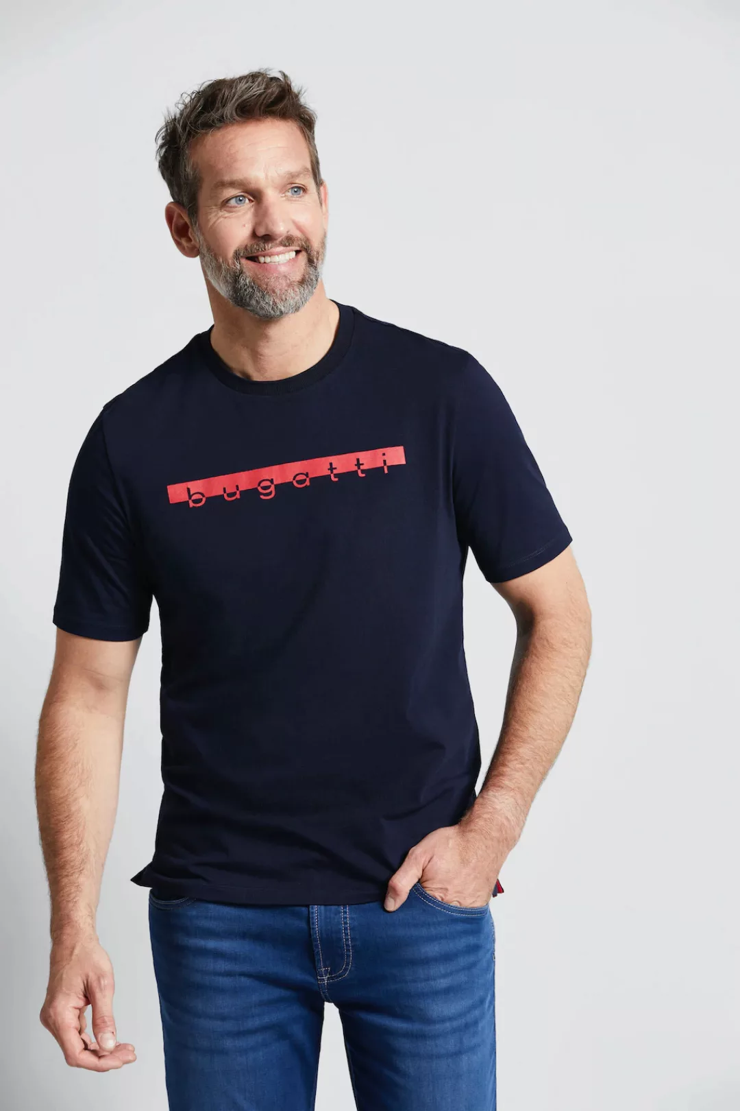 bugatti T-Shirt, mit großem Logo-Print günstig online kaufen