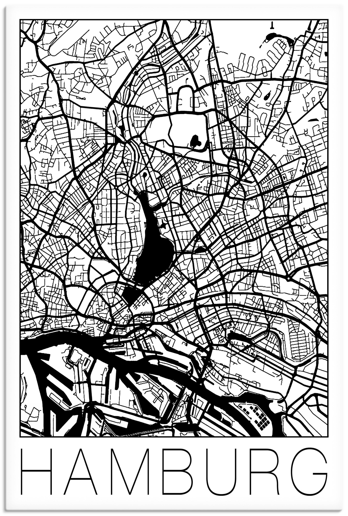Artland Wandbild "Retro Karte Hamburg Deutschland", Deutschland, (1 St.), a günstig online kaufen