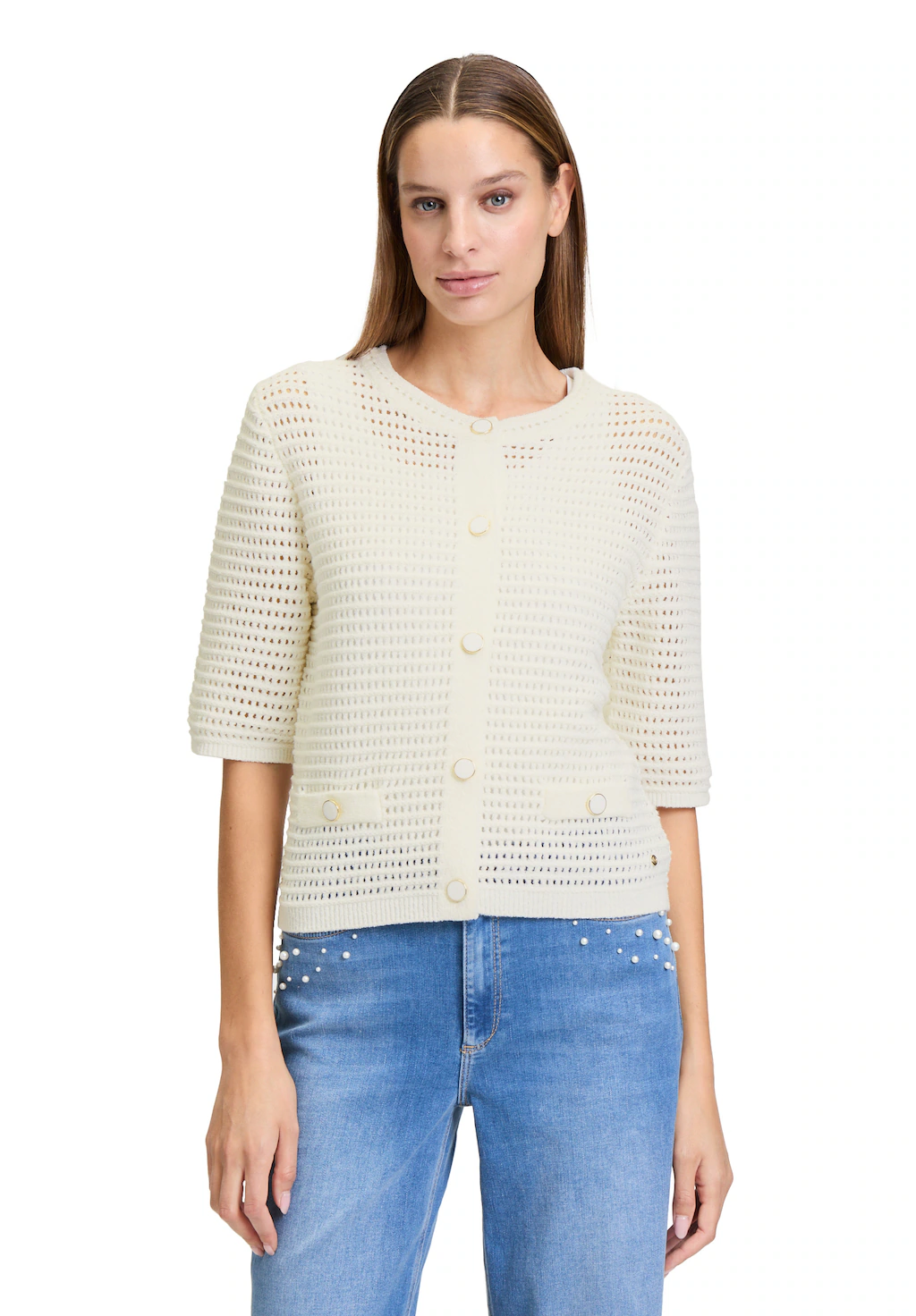 Betty&Co Strickjacke "Betty & Co Sommer-Strickjacke mit Knopfleiste", Struk günstig online kaufen