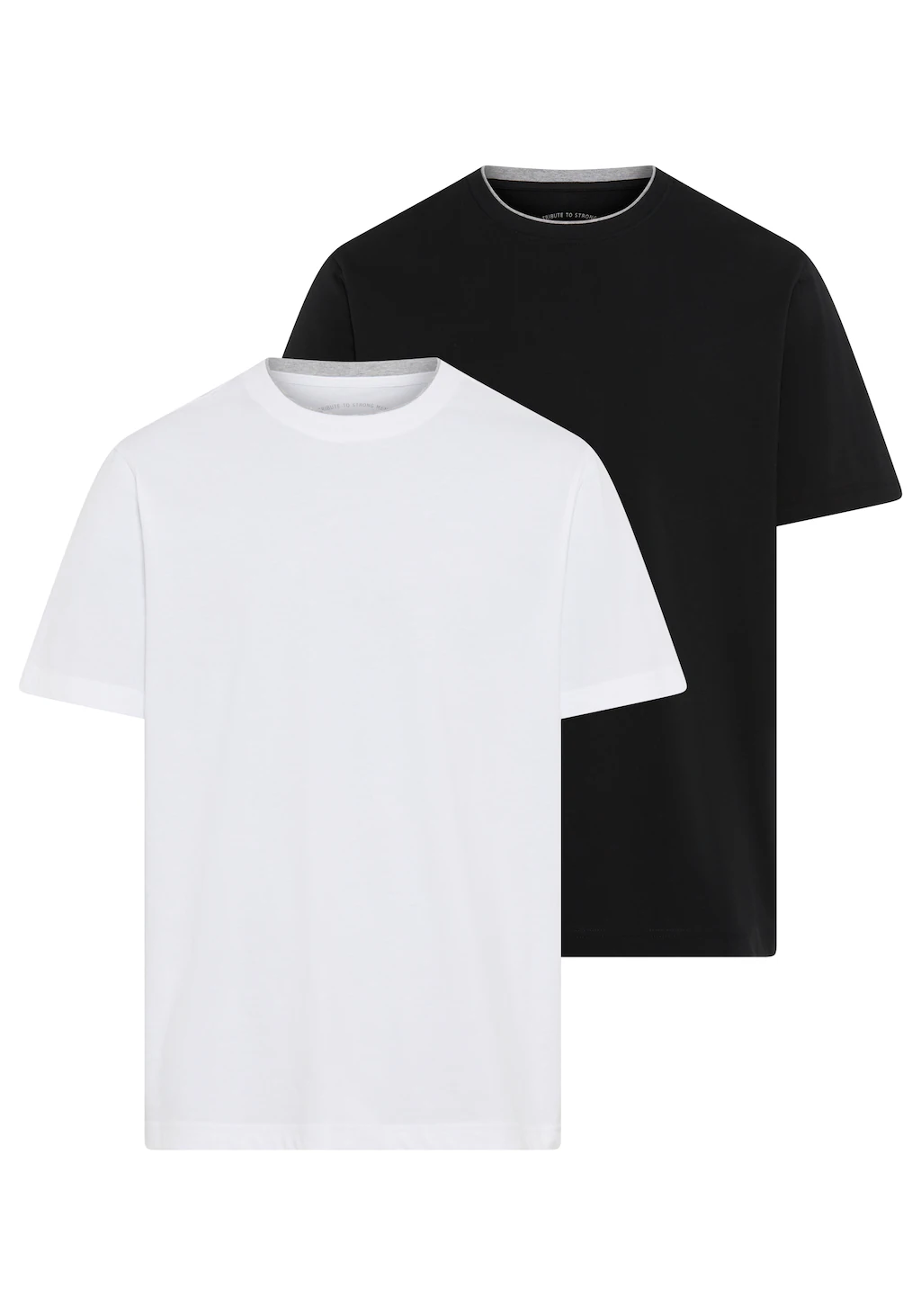 Mans World Rundhalsshirt "Neue Kollektion", (2-er Pack), mit kontrastfarbig günstig online kaufen