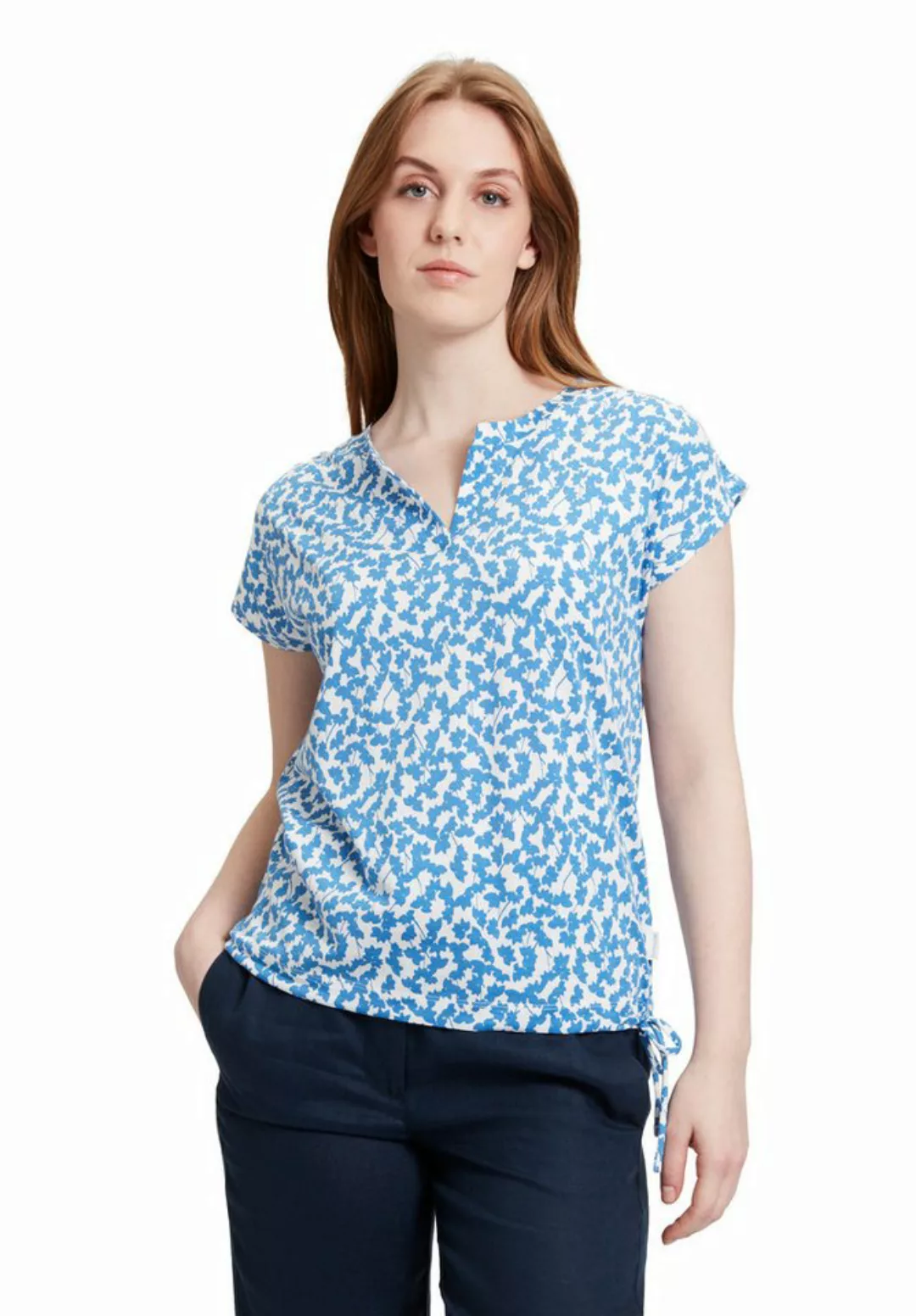 Betty&Co Kurzarmshirt Betty & Co Casual-Shirt mit Tunnelzug (1-tlg) Druck günstig online kaufen