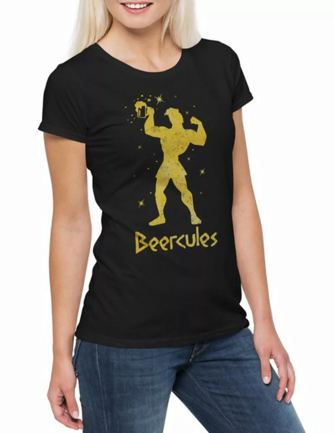 Urban Backwoods Print-Shirt Beercules Damen T-Shirt Alkohol Alcohol Beer Ge günstig online kaufen