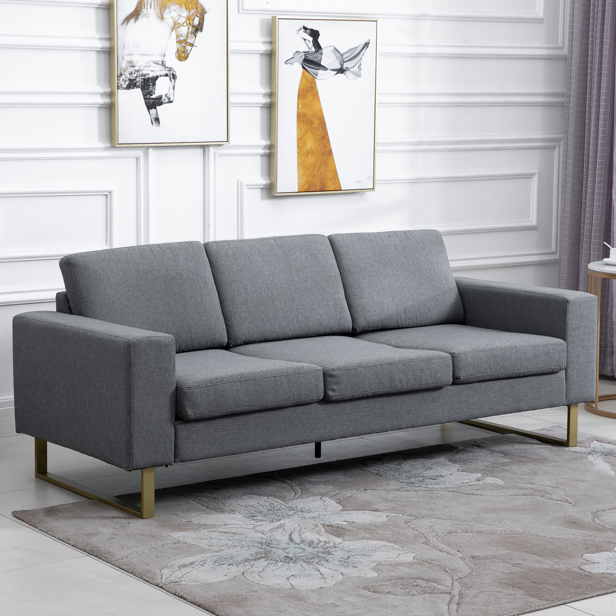 HOMCOM 3-Sitzer Sofa, Set 1 Teile, 3-Sitzer Sessel Sitzmöbel Loungesofa Arm günstig online kaufen