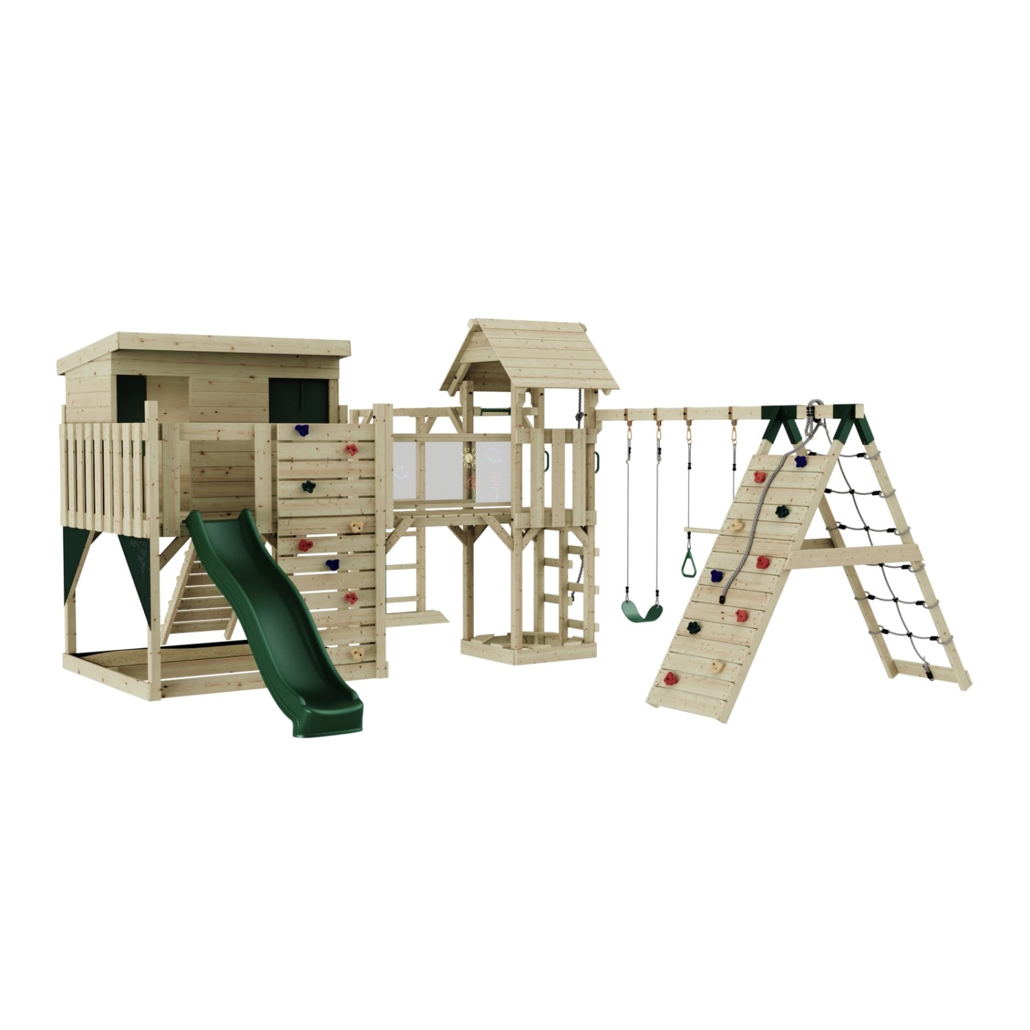 OutdoorToys Spielturm Malin mit Trapezschaukel Dunkelgrün günstig online kaufen