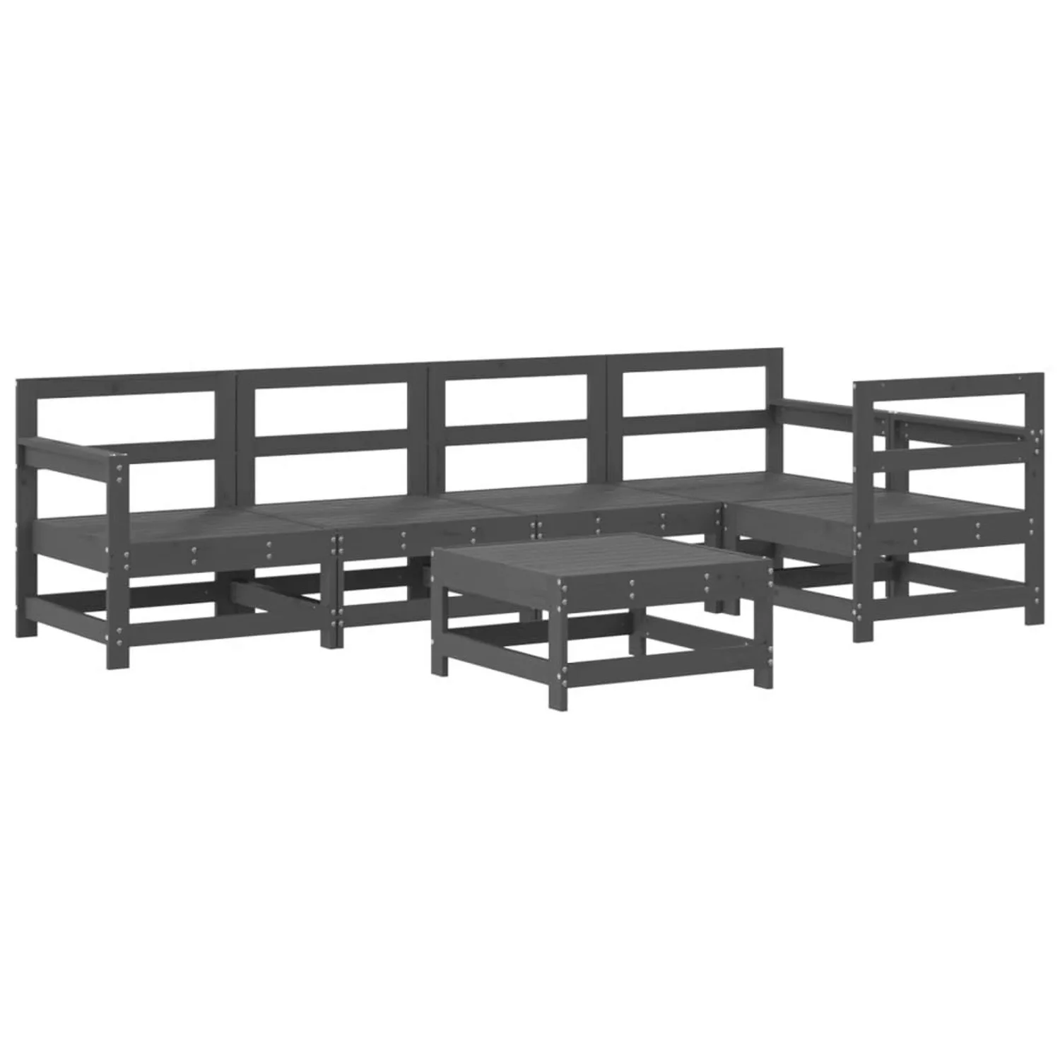 vidaXL 6-tlg Garten-Lounge-Set Grau Massivholz Kiefer Modell 14 günstig online kaufen