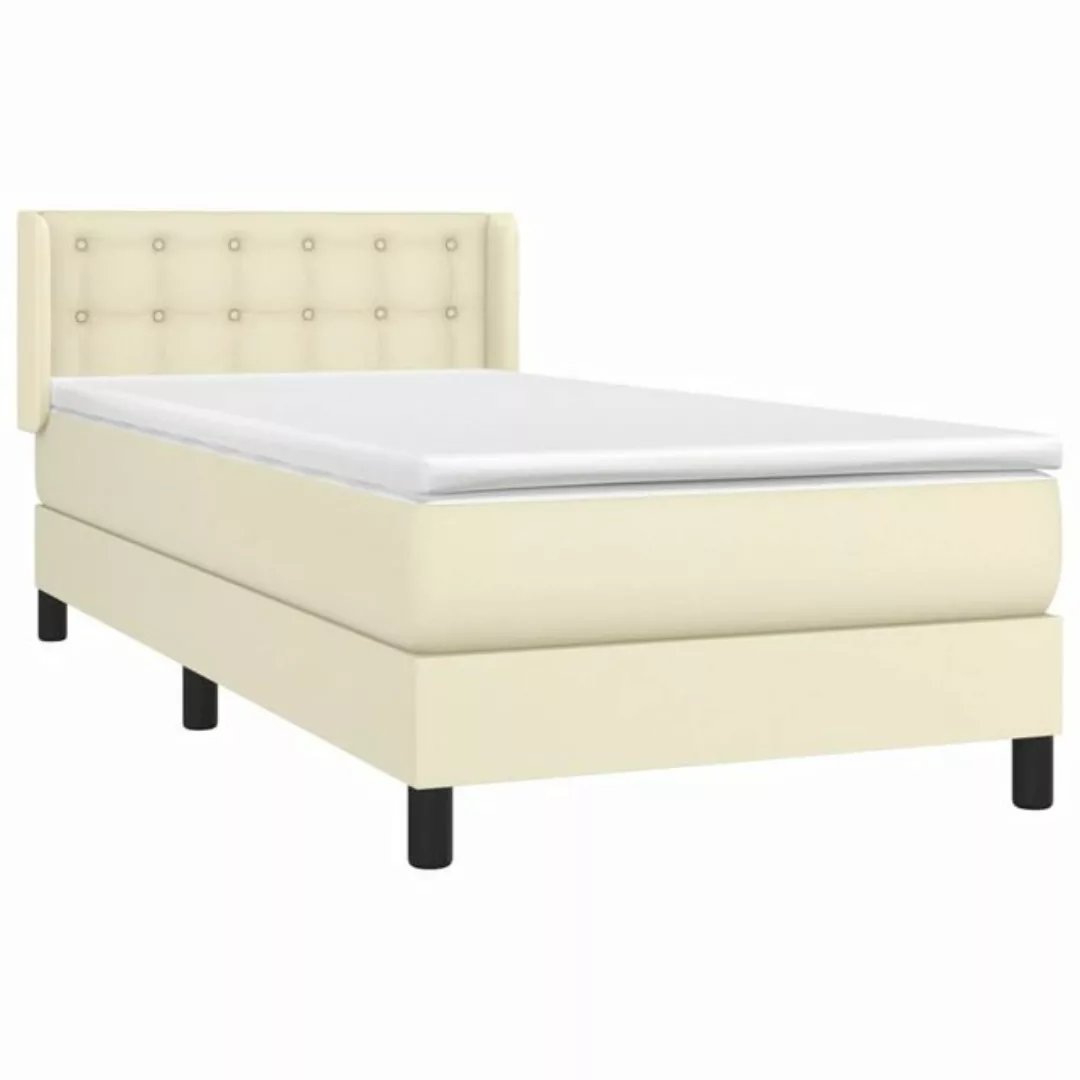 Vidaxl Boxspringbett Mit Matratze Creme 100x200 Cm Kunstleder günstig online kaufen