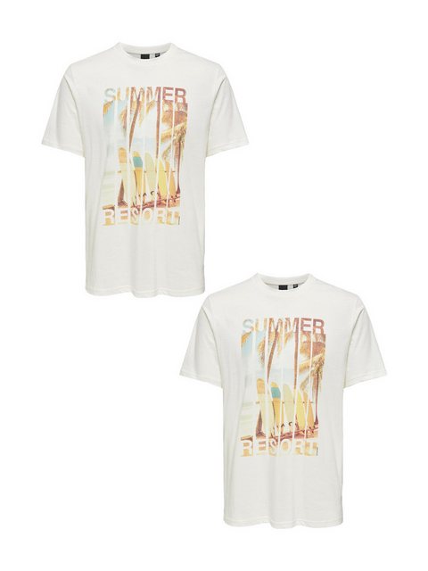 ONLY & SONS T-Shirt T-Shirt 2er-Set Rundhals Kurzarm (1-tlg) 7640 in Weiß-B günstig online kaufen