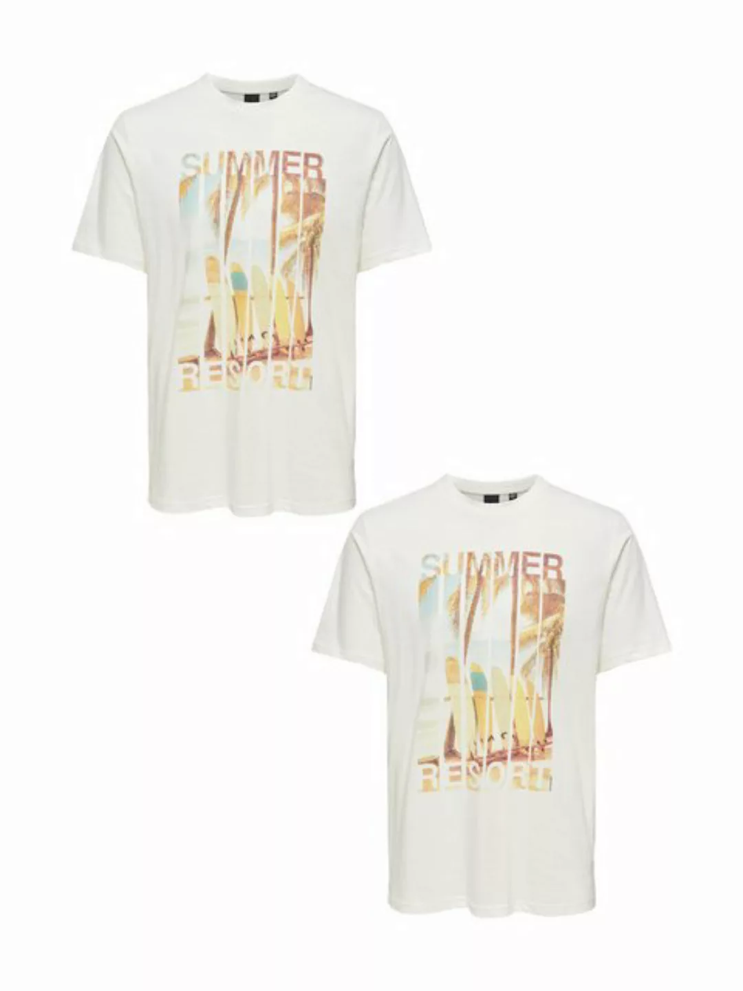 ONLY & SONS T-Shirt T-Shirt 2er-Set Rundhals Kurzarm (1-tlg) 7640 in Weiß-B günstig online kaufen