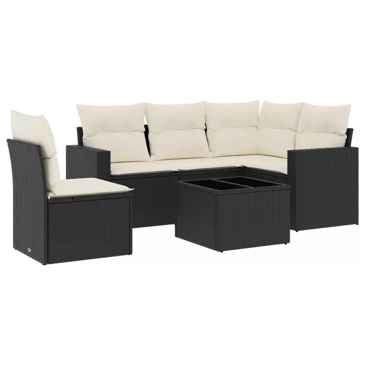 vidaXL 6-tlg Garten-Sofagarnitur mit Kissen Schwarz Poly Rattan Modell 1 günstig online kaufen