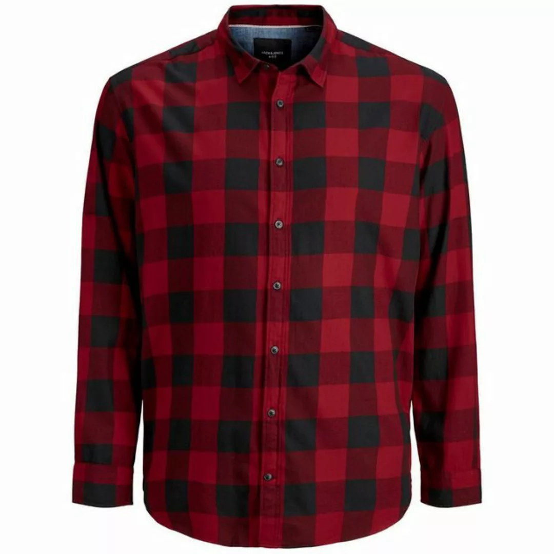 Jack & Jones PlusSize Langarmhemd Große Größen Herren Karo-Langarmhemd rot- günstig online kaufen