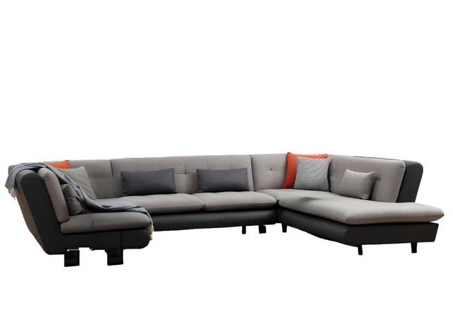 JVmoebel Ecksofa Ecksofa U-Form Wohnzimmer Textil Material mit Kissen Moder günstig online kaufen