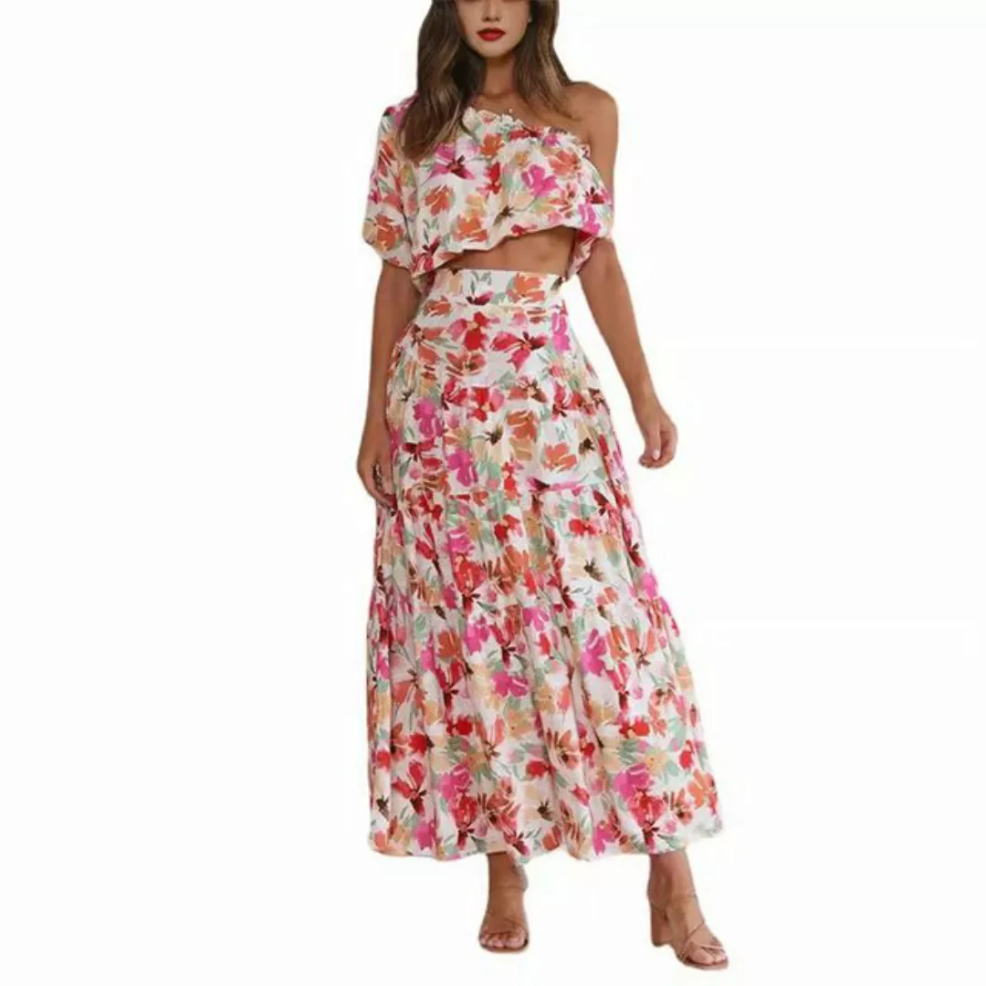 RUZU UG Dirndl Top Kleid zweiteiliger Anzug Sommer Damen bedruckte Mode günstig online kaufen