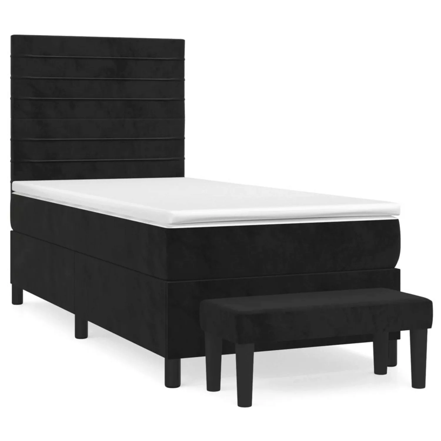 vidaXL Boxspringbett, Boxspringbett mit Matratze Schwarz 90x200 cm Samt günstig online kaufen