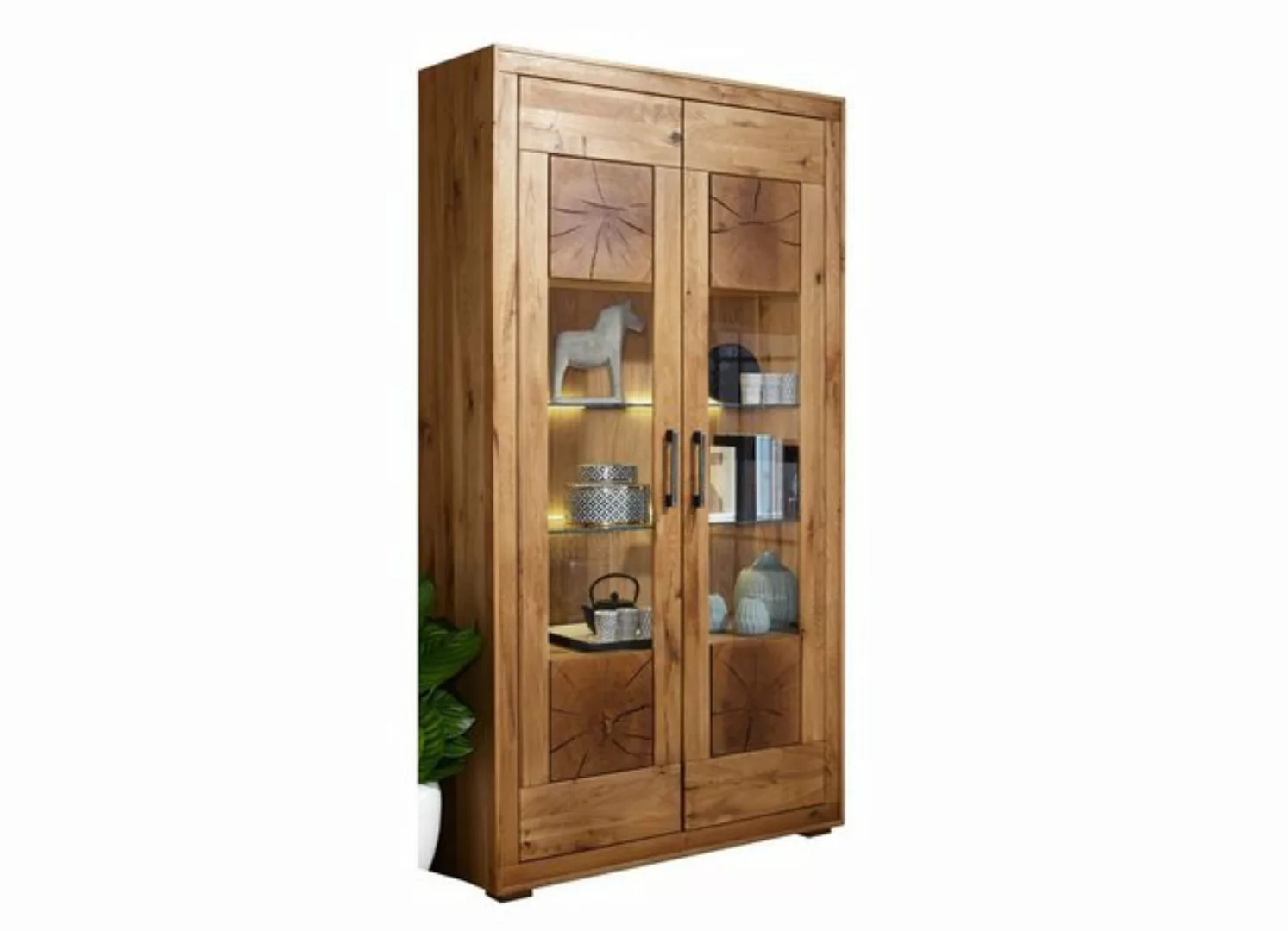 Lebenswert Vitrine WZ-0315 (BxHxT: 106x201x40 cm) aus Wildeiche in natur ge günstig online kaufen