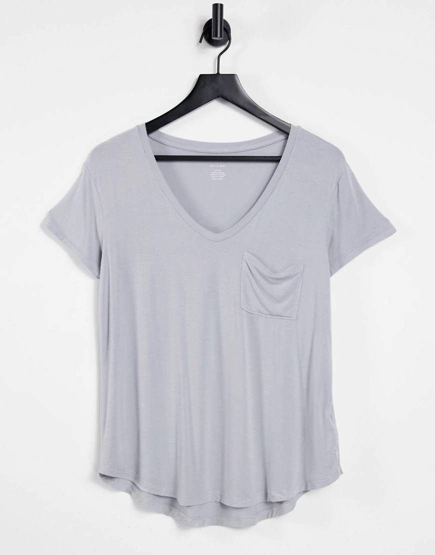 American Eagle – T-Shirt in Kornblumenblau mit Tasche günstig online kaufen