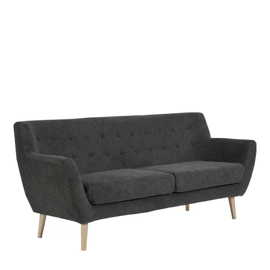 Dreisitzer Couch Sofa im Retrostil in Dunkelgrau günstig online kaufen