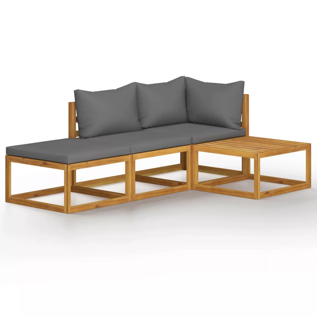 4-tlg. Garten-lounge-set Mit Auflage Massivholz Akazie günstig online kaufen