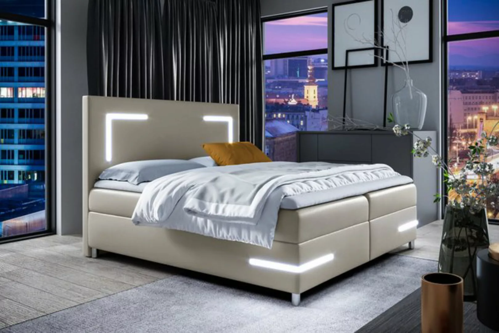 Schlaffabrik Boxspringbett DELOS LED (Madryt 912), inkl. Matratze, Topper, günstig online kaufen