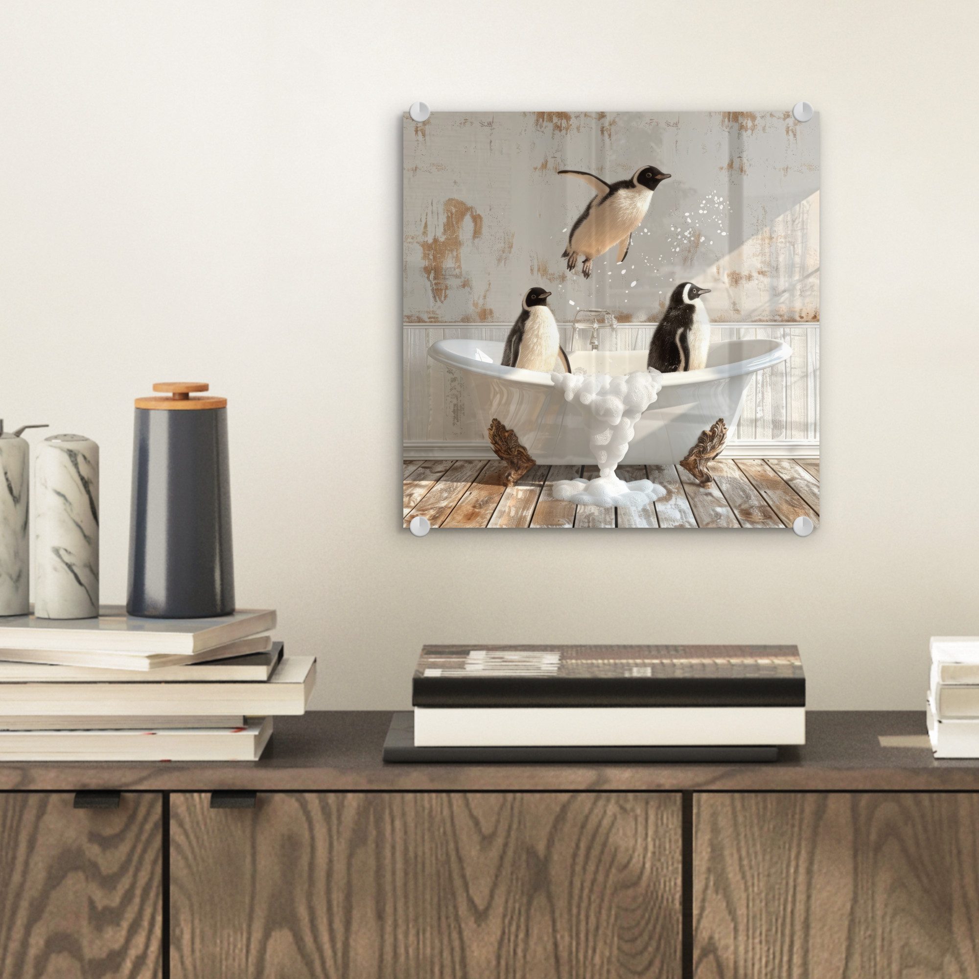 MuchoWow Acrylglasbild Vintage - Pinguin - günstig online kaufen
